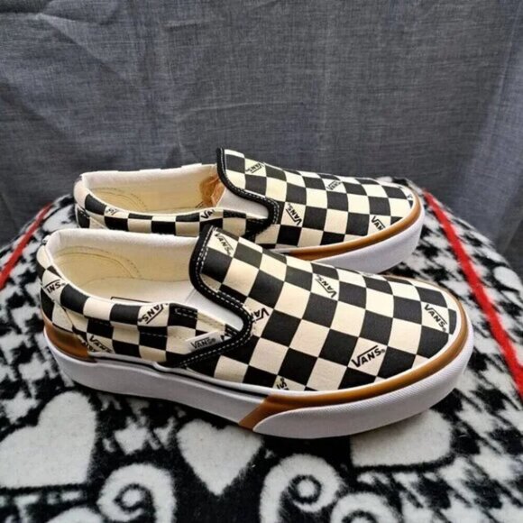 VANS Slip On Canvas Checkerboard Shoes - Classic Design